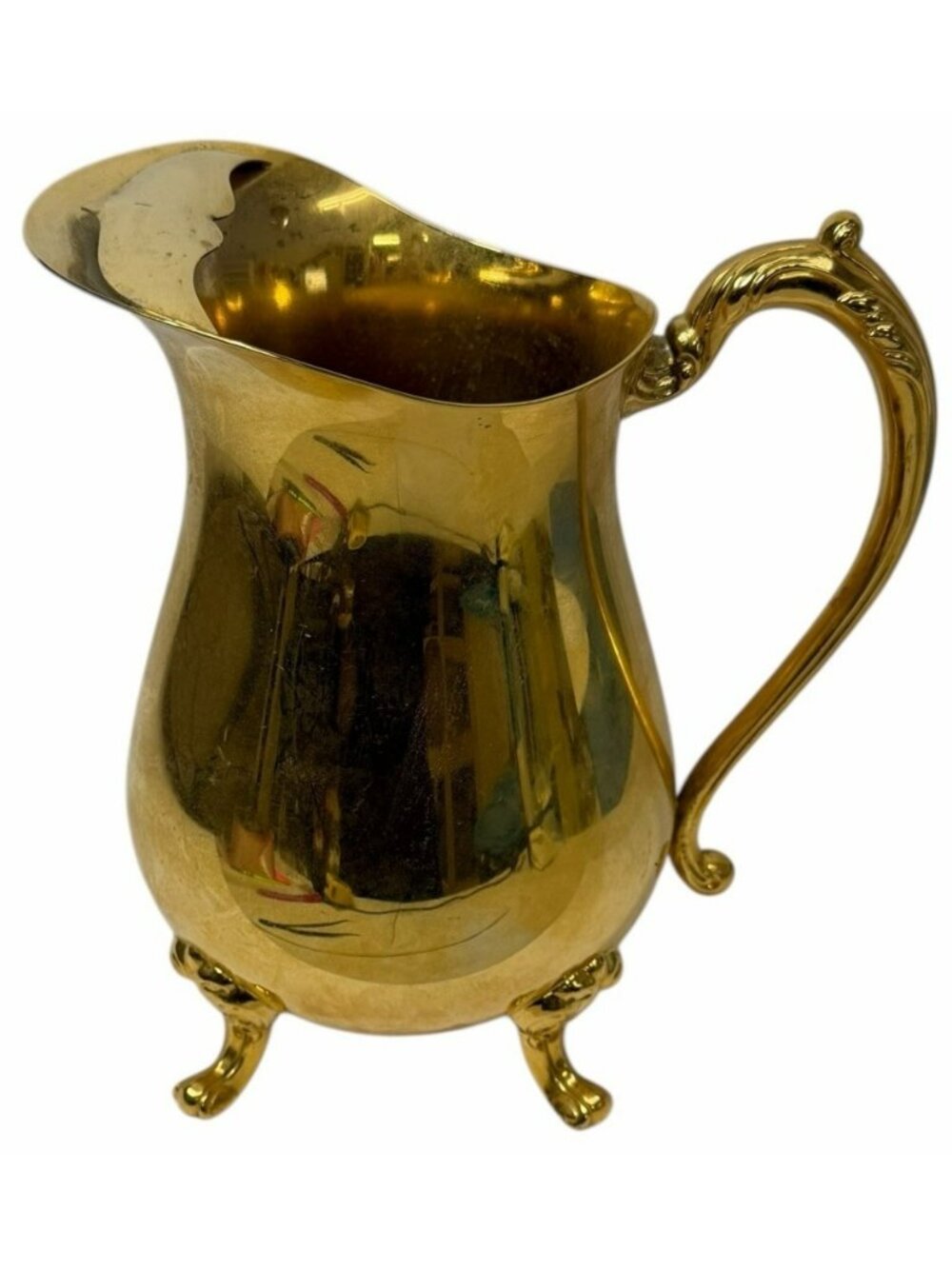 Vintage International Silver 24K Gold Electroplate Footed Pitcher Electroplated